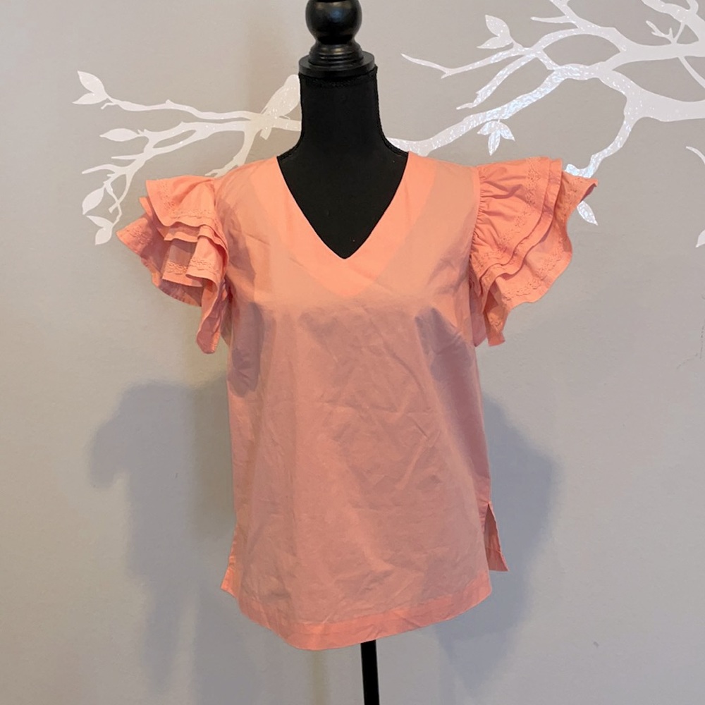 Moelleux coral cinched back blouse Sz Large C5